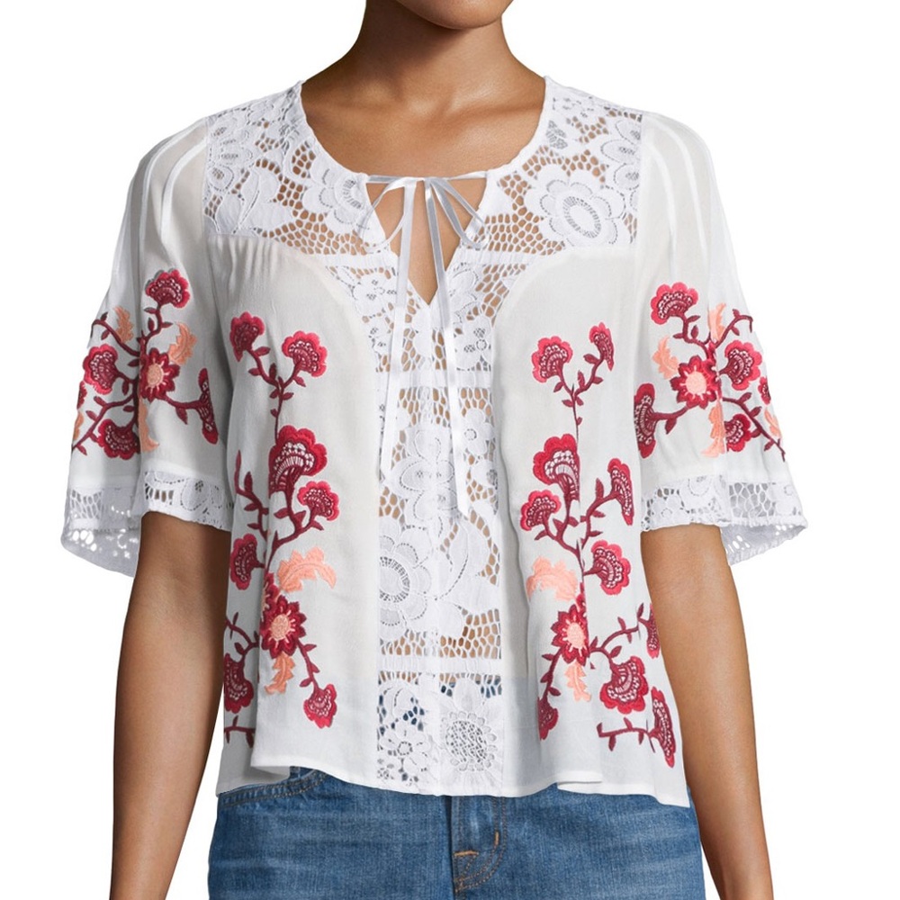 For Love and Lemons Isabella Lace Embroidered Top